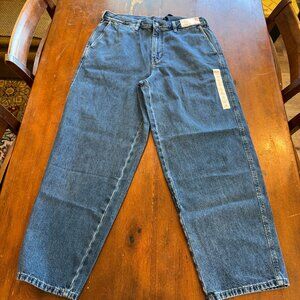 Uniqlo Wide Fit Tapered Jeans Dark Wash Denim Size L